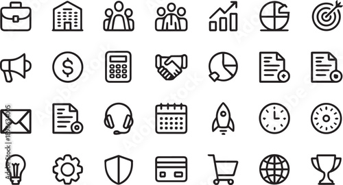 Print Modern Vector Icon Set for Business, Technology and Creative Design Clean, Minimal and Editable Icons Collection for Web, App and UI UX High Quality Flat Vector Icons Isolated on White Bac