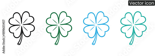Vibrant four-leaf clover icons in various colors for design projects