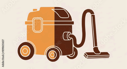 Modern two-tone illustration of a vacuum cleaner on wheels, symbolizing cleaning and household chores
