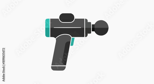 Modern percussive therapy device illustration for muscle recovery and deep tissue massage. A high-tech tool for athletic performance and personal wellness, promoting relaxation and pain relief