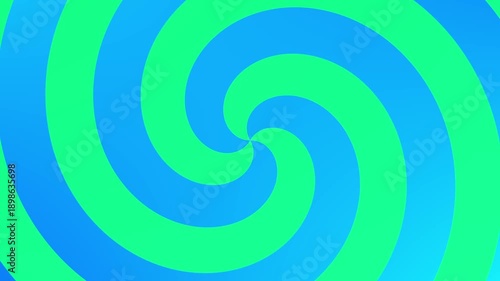 Green and blue simple hypnotic spiral background, geometric animation