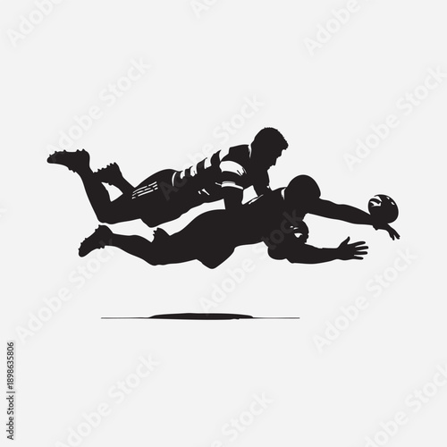Dynamic silhouettes of a man jumping, riding a skateboard, and operating a scooter captured in a single energetic action sequence