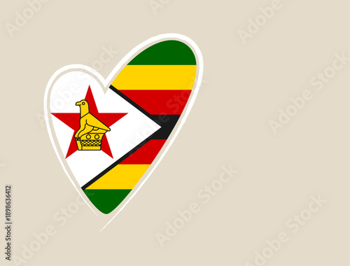 Zimbabwe flag inside a heart shape on a neutral background showing love and patriotic pride for the country. Free Download Zimbabwe flag inside a heart shape on a neutral background showing love and patriotic pride for the country. - GFXLoad