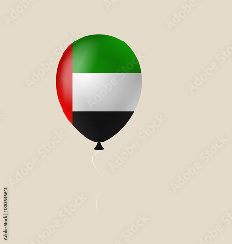 United Arab Emirates flag on a glossy balloon floating for a patriotic National Day celebration vector illustration.