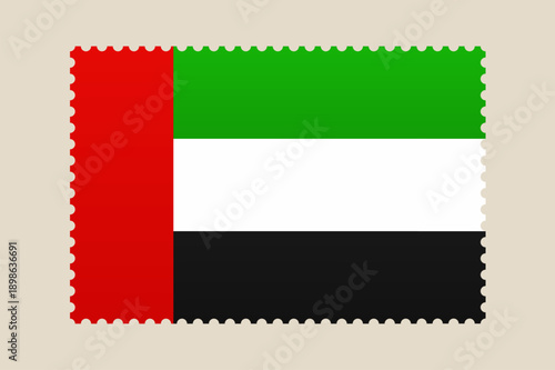 United Arab Emirates Flag on a Postage Stamp Vector Icon, an Isolated Illustration for National Patriotism.