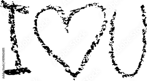 I Love You. Soft Pencil Hand Drawn Lettering.