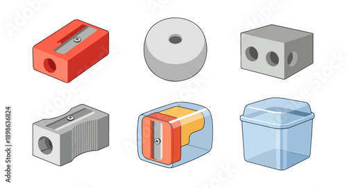 Collection of assorted pencil sharpeners isolated on black