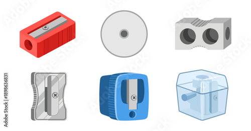 Collection of pencil sharpeners in various colors and designs