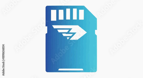 Abstract digital data storage icon in vibrant blue, representing high-speed memory and efficient information exchange for modern technological devices, designed for rapid data transfer