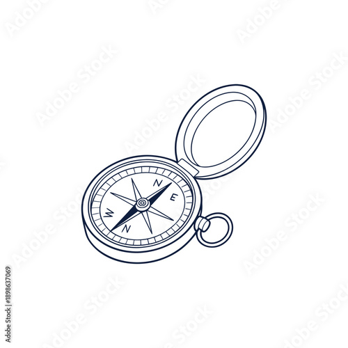 Simple pocket compass single vector illustration

