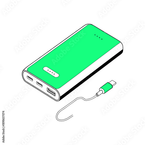 Slim portable power bank single vector illustration