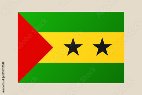 São Tomé and Príncipe National Flag Vector Illustration, a Patriotic Symbol of the African Country's Sovereignty and Identity.