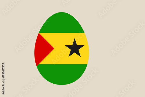 São Tomé and Príncipe flag decorated on a festive Easter egg isolated for a national holiday celebration concept.