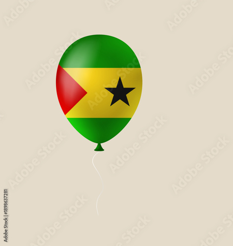 São Tomé and Príncipe Flag Balloon Floating Isolated for a National Holiday Celebration, a Patriotic and Festive Vector Illustration.