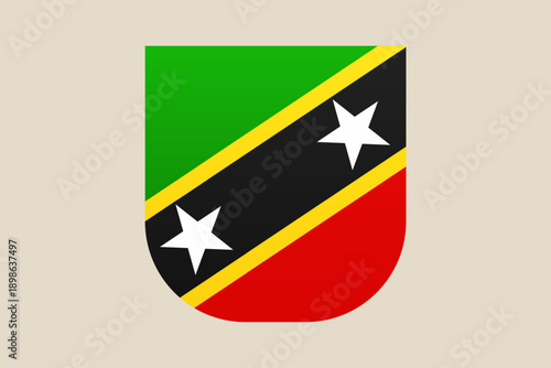 Free Download Saint Kitts and Nevis flag stylized as a modern shield icon, isolated on a neutral background for patriotic design. - GFXLoad