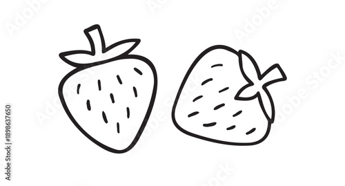 strawberry berry doodle hand drawn icon. Outline drawing line clipart symbol