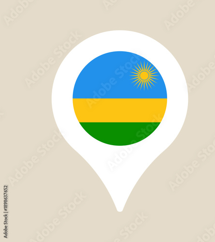 Free Download Rwandan flag icon encased within a map pin marker, representing the nation's location for travel and geography. - GFXLoad