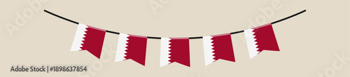 Vector illustration of Bahrain flag bunting hanging as a festive garland for a patriotic national holiday celebration.