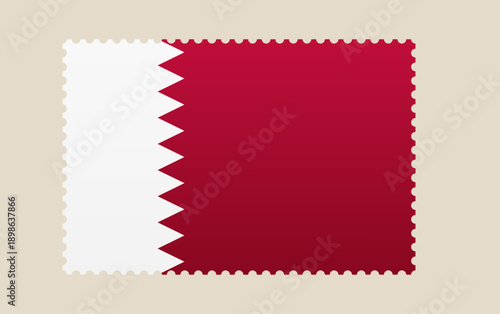 Flag of Bahrain illustrated on a perforated postage stamp vector representing a patriotic national symbol for travel.