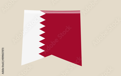 Flag of Bahrain vector icon designed as a hanging banner or ribbon bookmark for national patriotic celebrations.