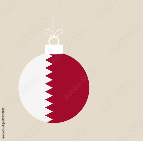 Bahrain flag Christmas ornament hanging as a festive bauble decoration for the national holiday celebration vector illustration.