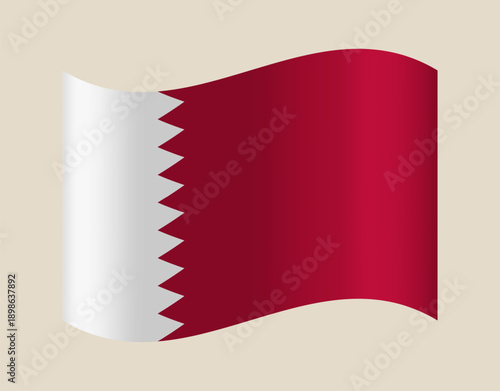 Waving Flag of Qatar vector illustration on a simple background, a proud national and patriotic symbol.