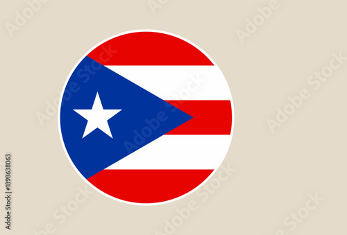 Free Download Circular Puerto Rico Flag Icon with Star and Stripes, a vector design symbolizing Caribbean pride and national identity. - GFXLoad