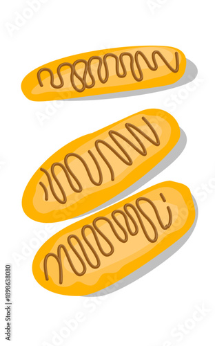 three pieces of cat tongue cake issolated on white. Ied mubarak dish