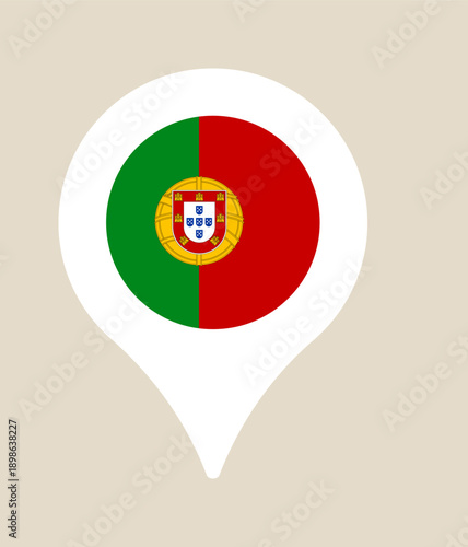 Free Download Portugal Flag inside a map pin icon marking a location for national travel and tourism on a map. - GFXLoad