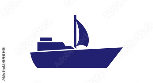 Blue sailboat icon on white background