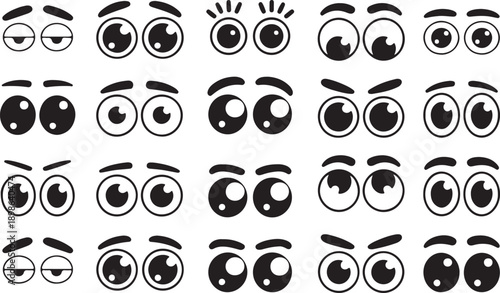 A collection of cartoon eyes with various expressions and emotions