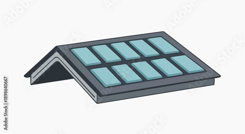 A vibrant vector illustration showcasing an efficient solar panel array mounted on a contemporary rooftop, symbolizing renewable energy and sustainable living for a greener future