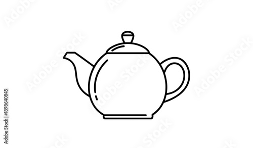 Foto Simple line art teapot icon vector logo isolated on white background