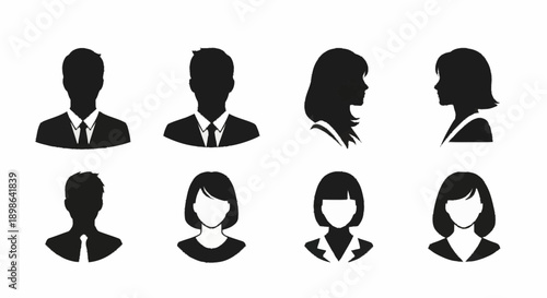 Collection of Diverse Business People Silhouettes for Profiles.