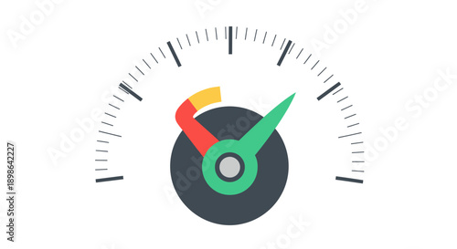 High Performance Speedometer Gauge Icon - Fast Optimization, Maximum Level Indicator in Flat Design