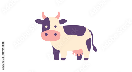 Cute cartoon cow illustration on white background