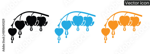 Eye-catching heart icons in black, blue, and orange on white background