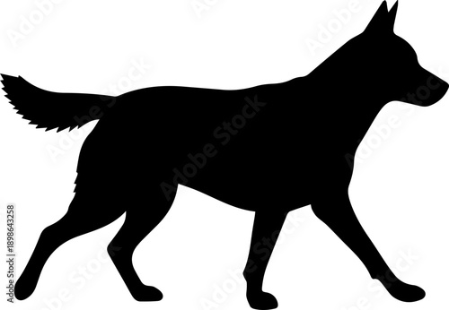 Sleek modern silhouette of a dog in motion, representing agility, loyalty, and canine companionship, perfect for branding, design, and pet-related content