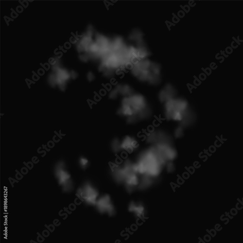 Texture of Gunshot Smoke Cloud Imposed on a Black Background, Creating an Atmosphere