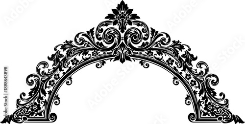 Elegant decorative flourish design element for invitations, banners, or frames, offering a touch of classic artistry for sophisticated projects and designs