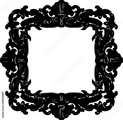 Ornate square frame for elegant designs, vintage weddings, and upscale branding, adding classic charm to any project, originally scalable vector graphic