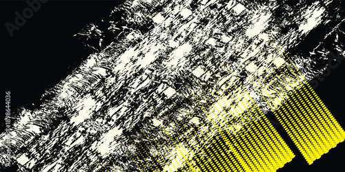 yellow black brush wrap car sticker pattern abstract banner sporty lines black yellow color combination grunge brush modern pattern racing motorsport vector design.