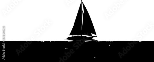 Elegant sailboat glides across calm water creating a serene and timeless maritime scene perfect for travel or nautical themes