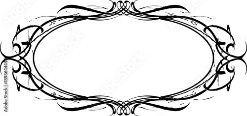 Elegant ornamental oval frame with swirling decorative flourish elements creating a sophisticated vintage border for design projects