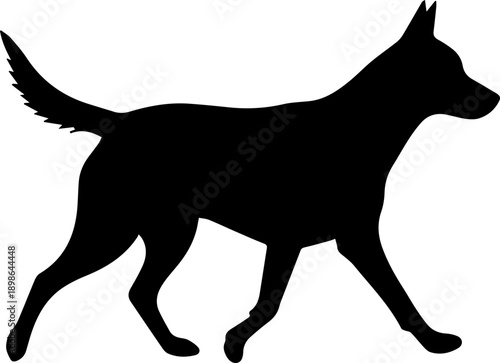 Dynamic silhouette of a sleek dog in motion, capturing agility and canine spirit for modern design projects.