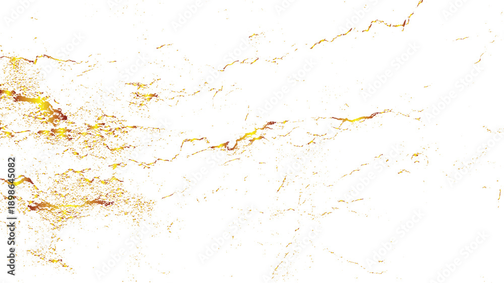 Obraz premium Grunge golden background pattern of cracks, scuffs, chips, stains, ink spots, lines on transparent background. gold sparkle splatter border. 