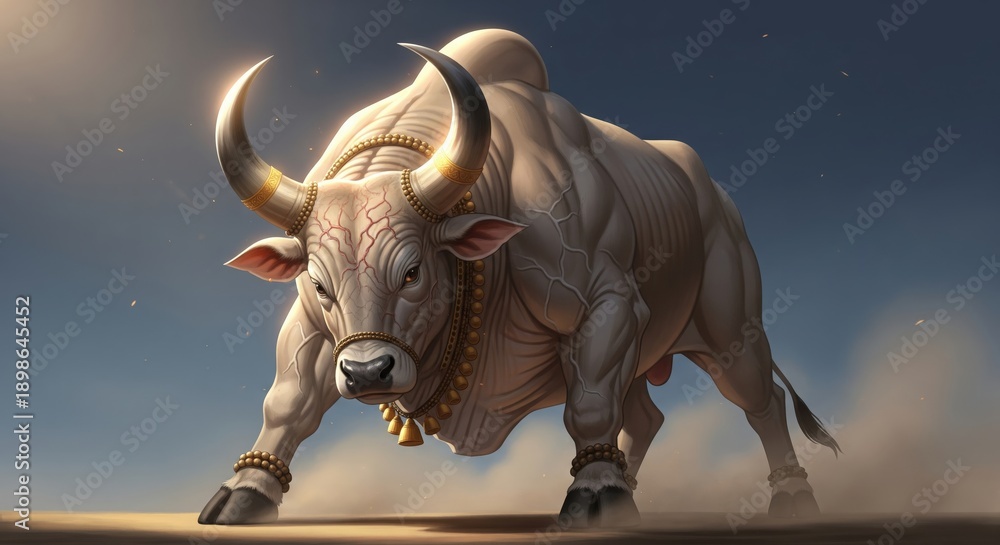 Fototapeta premium Guardian Nandi Bull Powerful Illustration