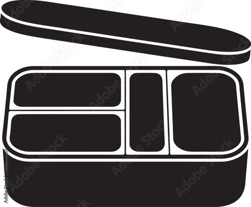 Food lunch box container with compartments icon