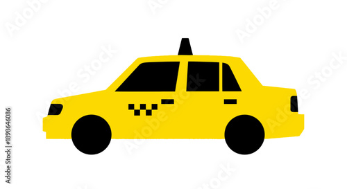 Yellow Taxi Cab Icon - Simple Vector Illustration