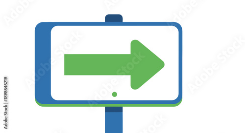 Directional Sign with Green Arrow Pointing Right